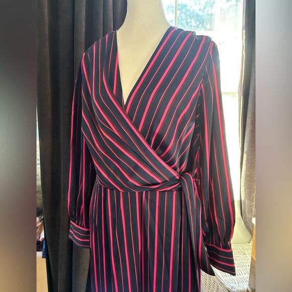 Striped Long Sleeve Wrap Jumpsuit - Picture 2 of 4